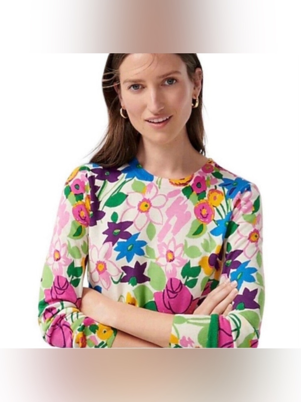 J.Crew Margot floral sweater vibrant garden S - Picture 8 of 8